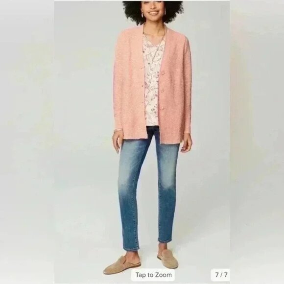 J. Jill Pink Macaro Textured Button Down Cardigan L - Picture 3 of 16